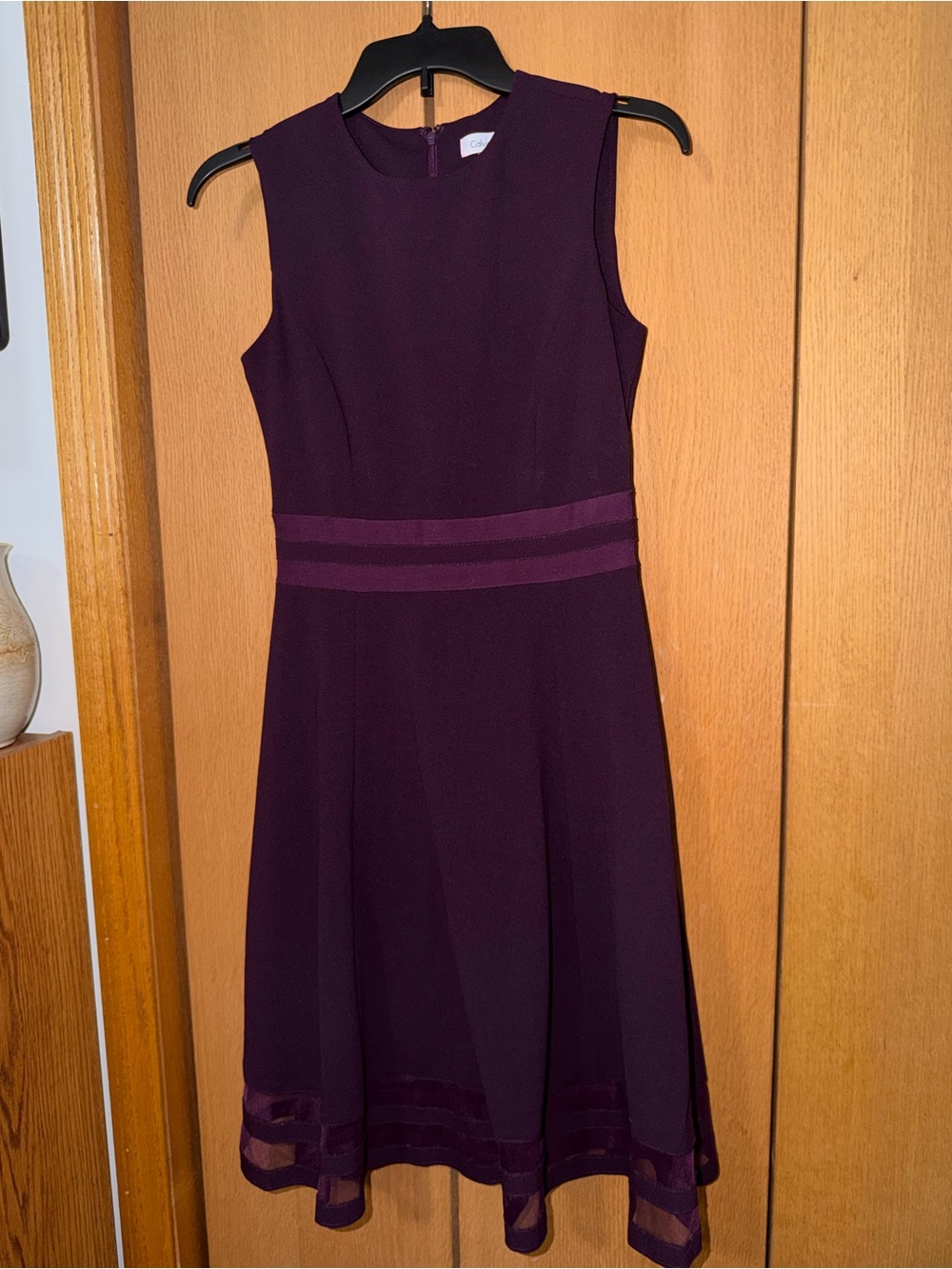 CALVIN KLEIN Sleeveless Purple A-Line Dress